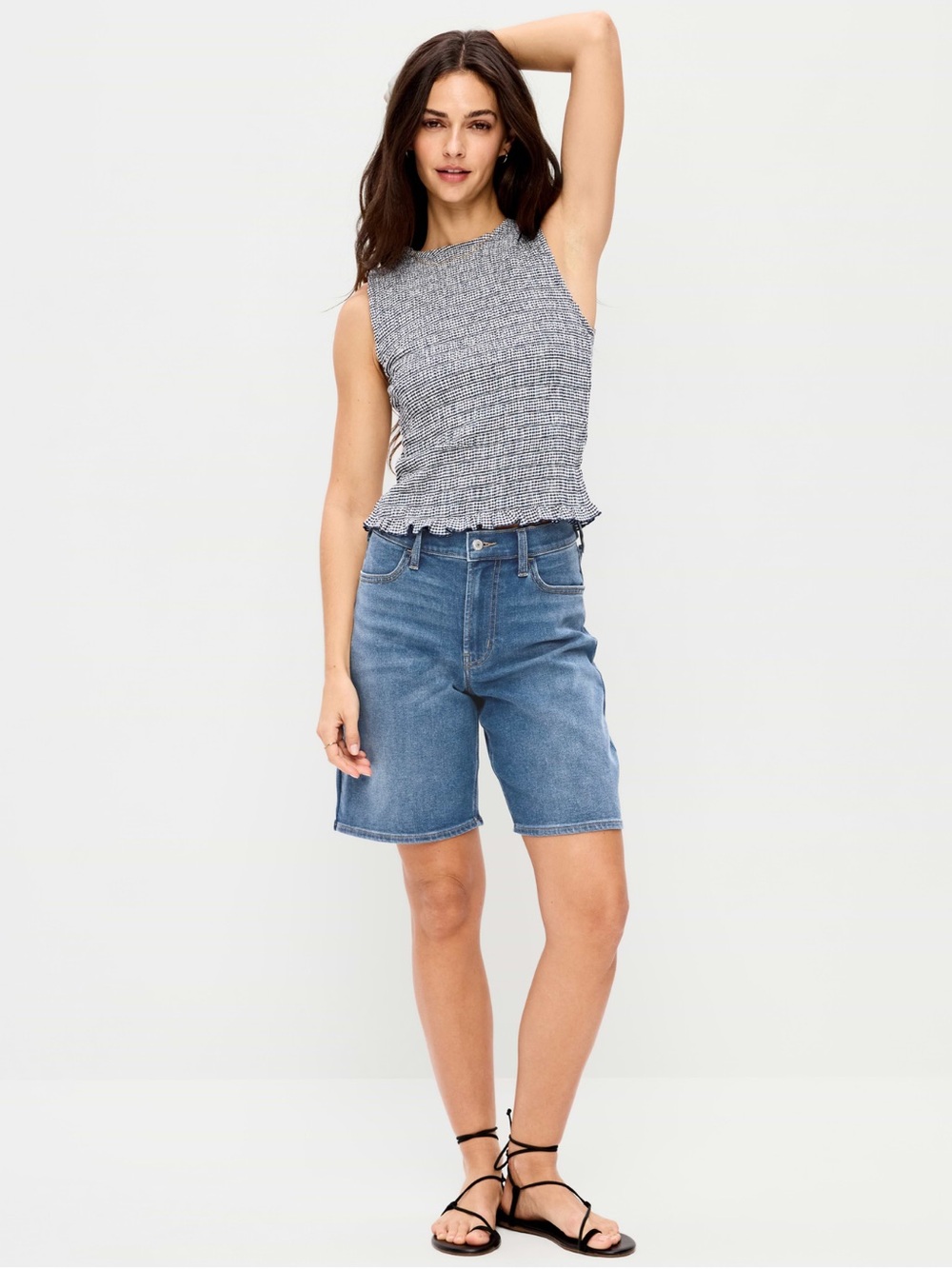 Old Navy Blue High-Rise Denim Bermuda Shorts